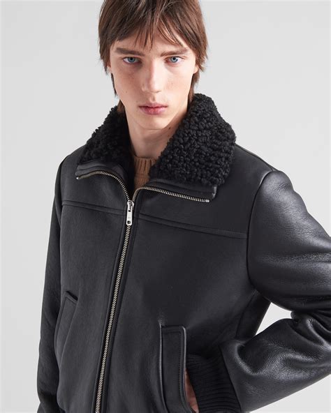 prada jacket fur collar|Black Shearling Fur Coat .